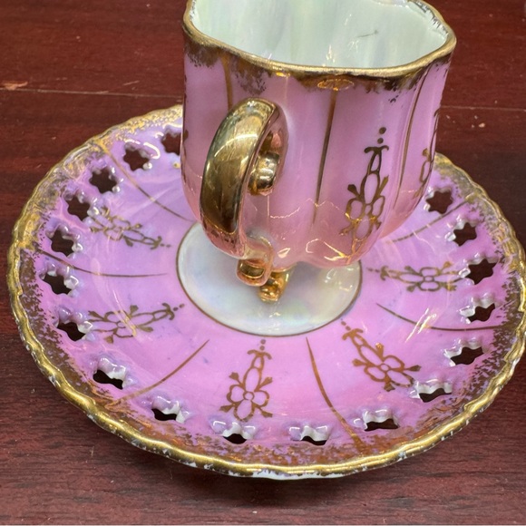 Enesco Tea China Cup & Saucer Japan Pink Gold Vintage - Picture 7 of 16
